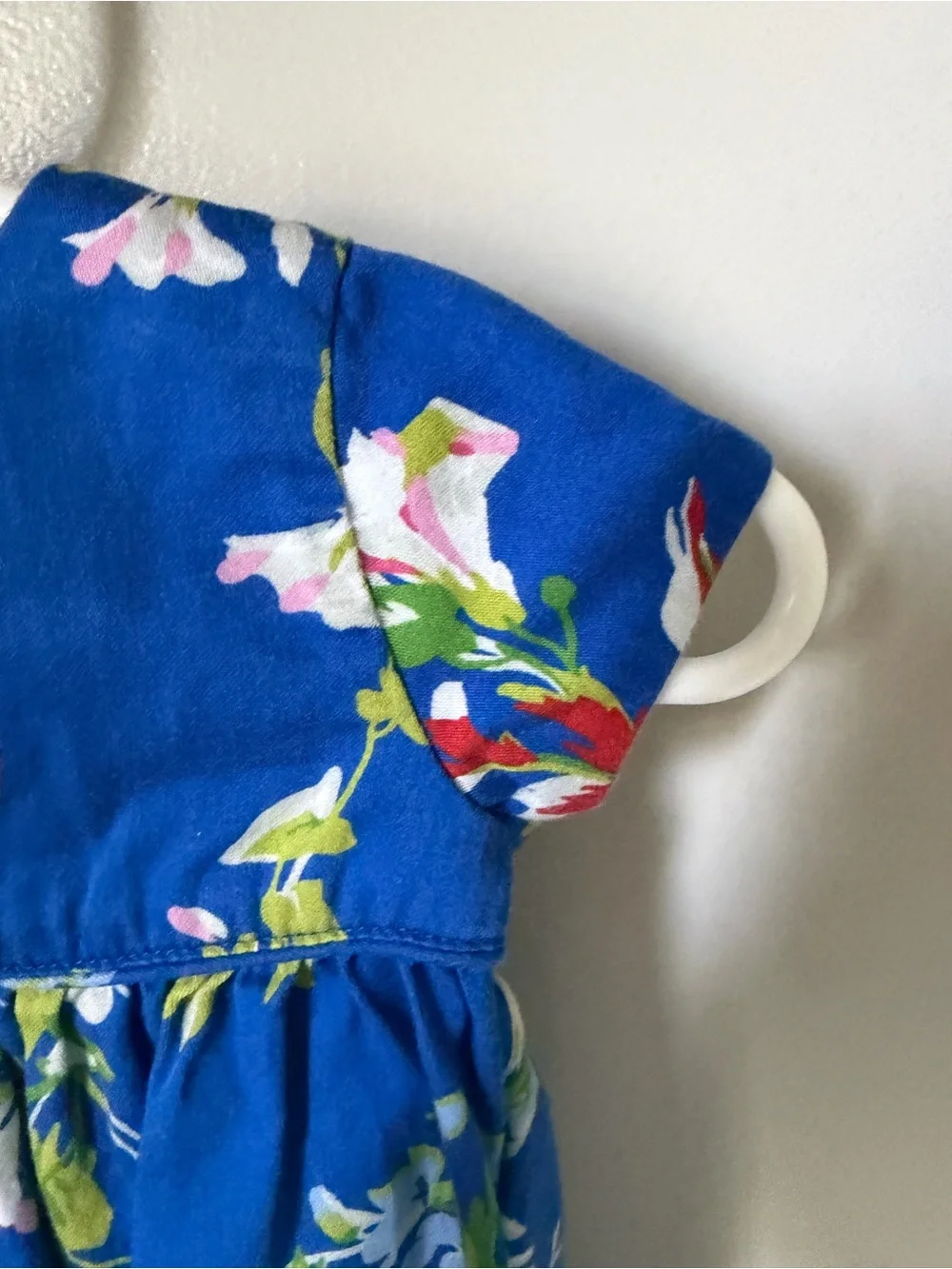 Ralph Lauren Girls 3M Blue Floral Cotton Romper One-Piece Short Sleeve Baby